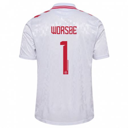 Kandiny Mujer Camiseta Dinamarca Laura Worsoe #1 Blanco 2ª Equipación 24-26 La Camisa Chile