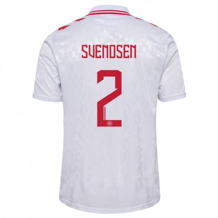 Kandiny Mujer Camiseta Dinamarca Oliver Svendsen #2 Blanco 2ª Equipación 24-26 La Camisa Chile