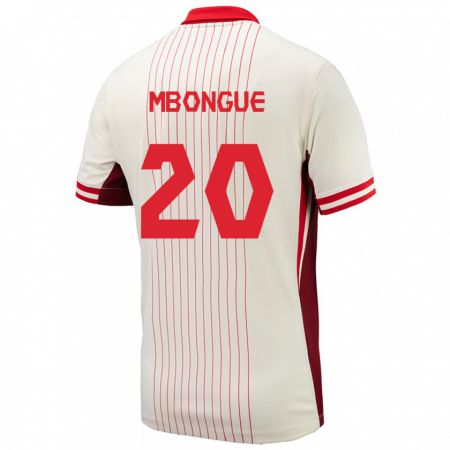 Kandiny Mujer Camiseta Canadá Hugo Mbongue #20 Blanco 2ª Equipación 24-26 La Camisa Chile