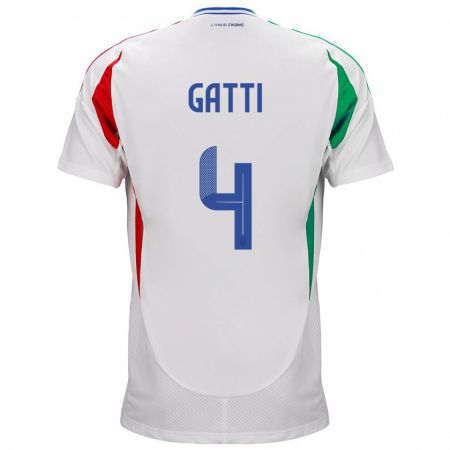 Kandiny Mujer Camiseta Italia Federico Gatti #4 Blanco 2ª Equipación 24-26 La Camisa Chile