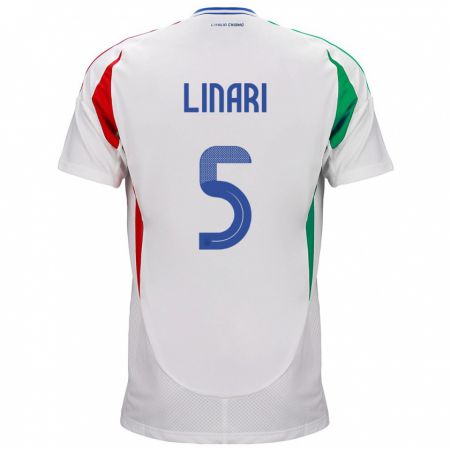 Kandiny Mujer Camiseta Italia Elena Linari #5 Blanco 2ª Equipación 24-26 La Camisa Chile