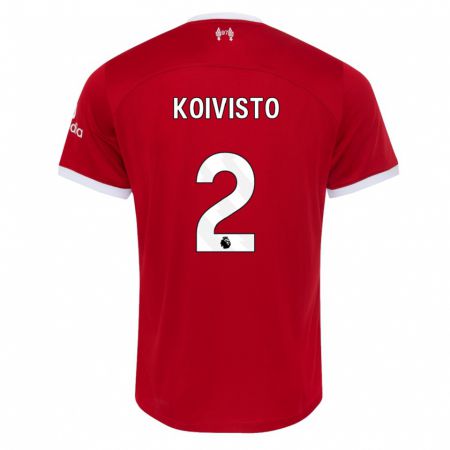 Kandiny Niño Camiseta Emma Koivisto #2 Rojo 1ª Equipación 2023/24 La Camisa Chile