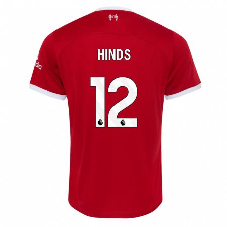 Kandiny Niño Camiseta Taylor Hinds #12 Rojo 1ª Equipación 2023/24 La Camisa Chile