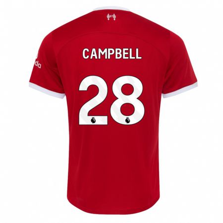 Kandiny Niño Camiseta Megan Campbell #28 Rojo 1ª Equipación 2023/24 La Camisa Chile