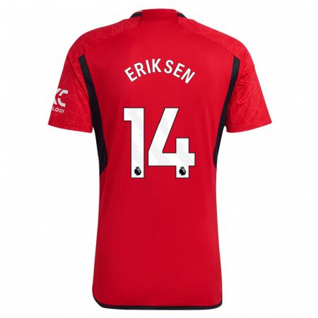 Kandiny Niño Camiseta Christian Eriksen #14 Rojo 1ª Equipación 2023/24 La Camisa Chile