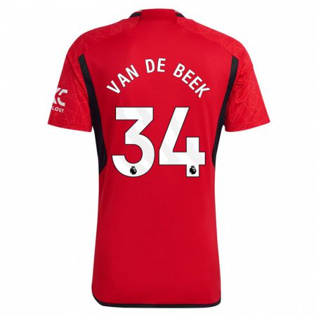 Kandiny Niño Camiseta Donny Van De Beek #34 Rojo 1ª Equipación 2023/24 La Camisa Chile