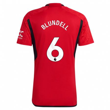 Kandiny Niño Camiseta Hannah Blundell #6 Rojo 1ª Equipación 2023/24 La Camisa Chile
