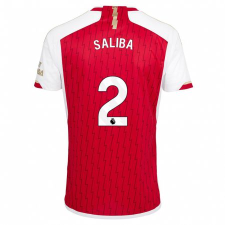 Kandiny Niño Camiseta William Saliba #2 Rojo 1ª Equipación 2023/24 La Camisa Chile