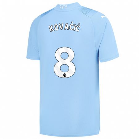 Kandiny Niño Camiseta Mateo Kovacic #8 Azul Claro 1ª Equipación 2023/24 La Camisa Chile