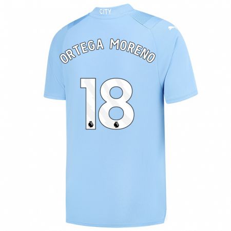 Kandiny Niño Camiseta Stefan Ortega #18 Azul Claro 1ª Equipación 2023/24 La Camisa Chile