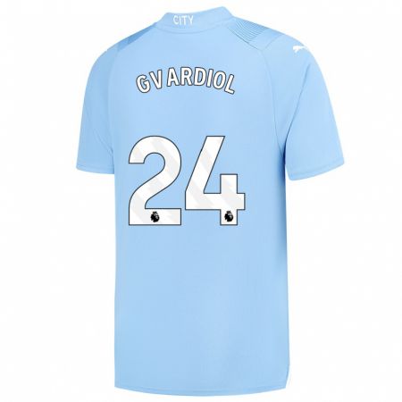 Kandiny Niño Camiseta Josko Gvardiol #24 Azul Claro 1ª Equipación 2023/24 La Camisa Chile