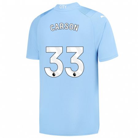 Kandiny Niño Camiseta Scott Carson #33 Azul Claro 1ª Equipación 2023/24 La Camisa Chile