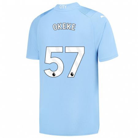 Kandiny Niño Camiseta Michael Okeke #57 Azul Claro 1ª Equipación 2023/24 La Camisa Chile