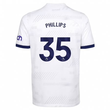 Kandiny Niño Camiseta Ashley Phillips #35 Blanco 1ª Equipación 2023/24 La Camisa Chile