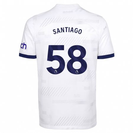 Kandiny Niño Camiseta Yago Santiago #58 Blanco 1ª Equipación 2023/24 La Camisa Chile