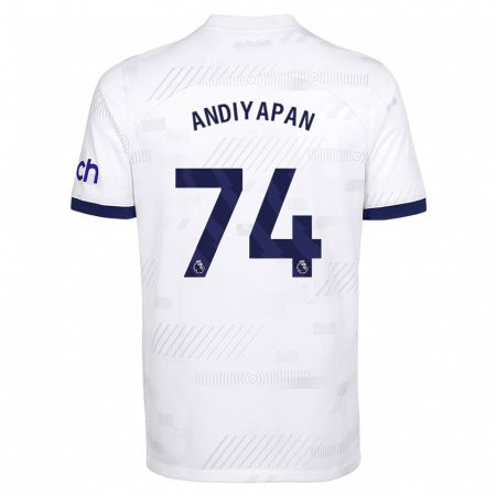 Kandiny Niño Camiseta William Andiyapan #74 Blanco 1ª Equipación 2023/24 La Camisa Chile