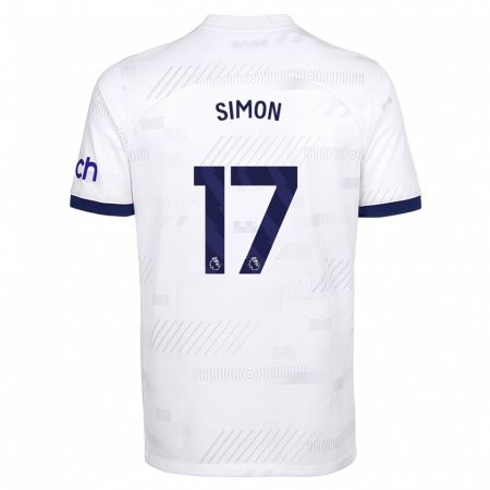Kandiny Niño Camiseta Kyah Simon #17 Blanco 1ª Equipación 2023/24 La Camisa Chile