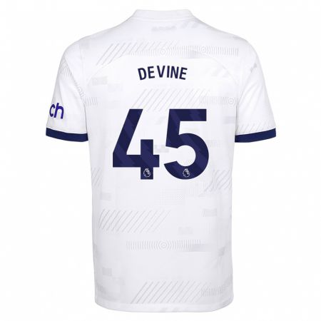 Kandiny Niño Camiseta Alfie Devine #45 Blanco 1ª Equipación 2023/24 La Camisa Chile