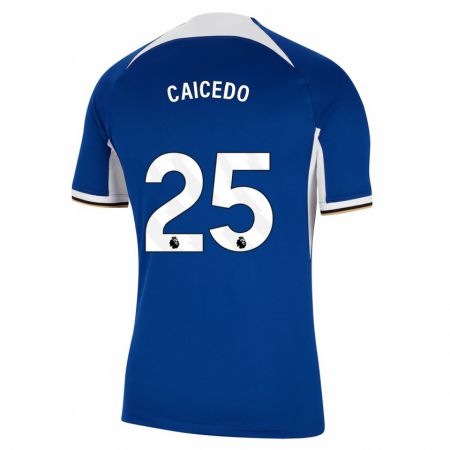 Kandiny Niño Camiseta Moisés Caicedo #25 Azul 1ª Equipación 2023/24 La Camisa Chile