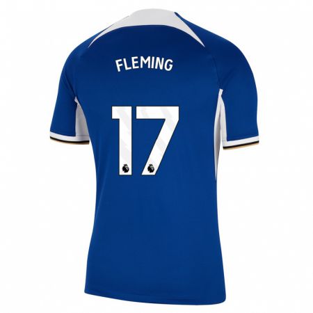 Kandiny Niño Camiseta Jessie Fleming #17 Azul 1ª Equipación 2023/24 La Camisa Chile