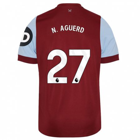 Kandiny Niño Camiseta Nayef Aguerd #27 Granate 1ª Equipación 2023/24 La Camisa Chile