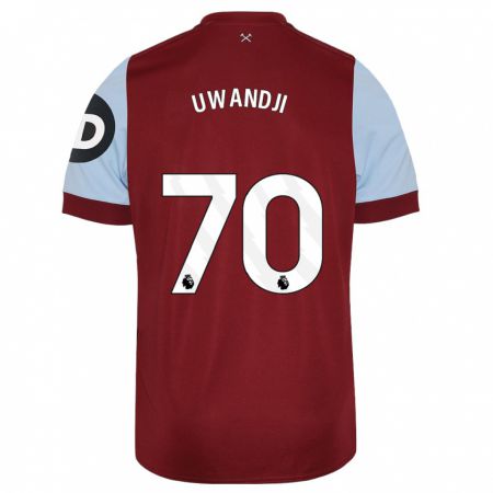 Kandiny Niño Camiseta Blaise Uwandji #70 Granate 1ª Equipación 2023/24 La Camisa Chile