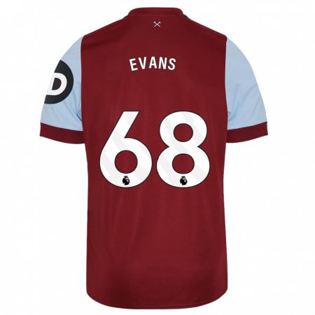 Kandiny Niño Camiseta Isaac Evans #68 Granate 1ª Equipación 2023/24 La Camisa Chile