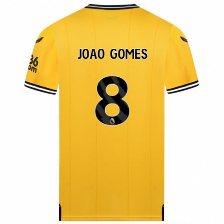 Kandiny Niño Camiseta João Gomes #8 Amarillo 1ª Equipación 2023/24 La Camisa Chile