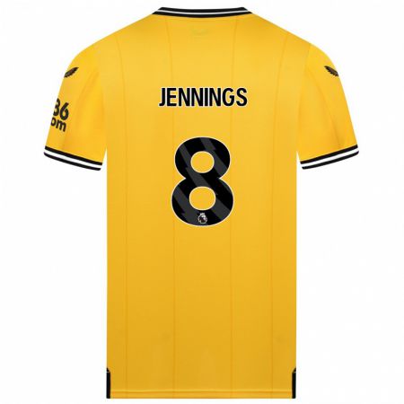 Kandiny Niño Camiseta Shannie Jennings #8 Amarillo 1ª Equipación 2023/24 La Camisa Chile