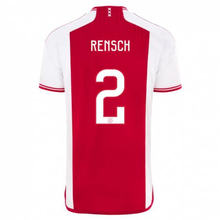 Kandiny Niño Camiseta Devyne Rensch #2 Rojo Blanco 1ª Equipación 2023/24 La Camisa Chile