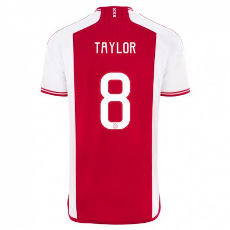 Kandiny Niño Camiseta Kenneth Taylor #8 Rojo Blanco 1ª Equipación 2023/24 La Camisa Chile