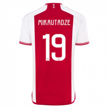 Kandiny Niño Camiseta Georges Mikautadze #19 Rojo Blanco 1ª Equipación 2023/24 La Camisa Chile