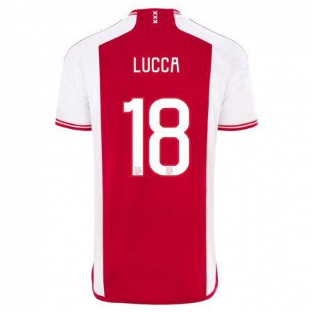 Kandiny Niño Camiseta Lorenzo Lucca #18 Rojo Blanco 1ª Equipación 2023/24 La Camisa Chile