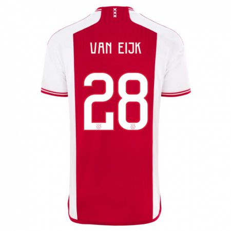 Kandiny Niño Camiseta Regina Van Eijk #28 Rojo Blanco 1ª Equipación 2023/24 La Camisa Chile