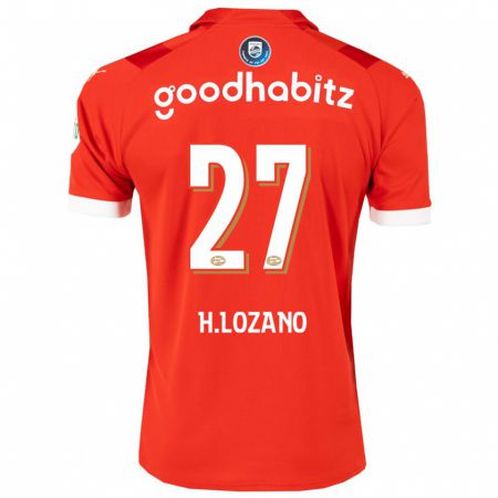 Kandiny Niño Camiseta Hirving Lozano #27 Rojo 1ª Equipación 2023/24 La Camisa Chile
