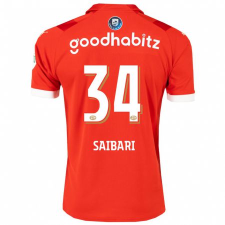 Kandiny Niño Camiseta Ismael Saibari #34 Rojo 1ª Equipación 2023/24 La Camisa Chile