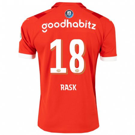 Kandiny Niño Camiseta Caroline Rask #18 Rojo 1ª Equipación 2023/24 La Camisa Chile