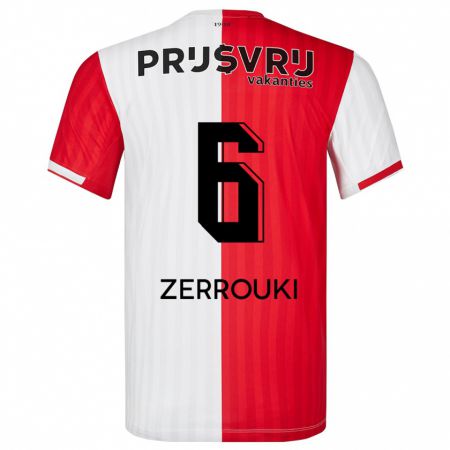 Kandiny Niño Camiseta Ramiz Zerrouki #6 Rojo Blanco 1ª Equipación 2023/24 La Camisa Chile