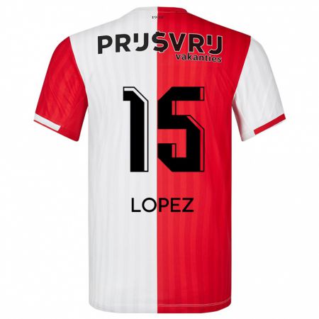 Kandiny Niño Camiseta Marcos López #15 Rojo Blanco 1ª Equipación 2023/24 La Camisa Chile