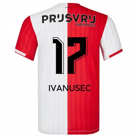 Kandiny Niño Camiseta Luka Ivanusec #17 Rojo Blanco 1ª Equipación 2023/24 La Camisa Chile