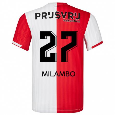 Kandiny Niño Camiseta Antoni Milambo #27 Rojo Blanco 1ª Equipación 2023/24 La Camisa Chile