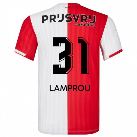 Kandiny Niño Camiseta Kostas Lamprou #31 Rojo Blanco 1ª Equipación 2023/24 La Camisa Chile
