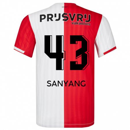 Kandiny Niño Camiseta Amadou-David Sanyang #43 Rojo Blanco 1ª Equipación 2023/24 La Camisa Chile