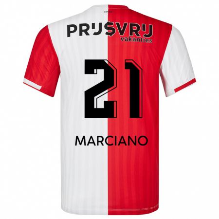 Kandiny Niño Camiseta Ofir Marciano #21 Rojo Blanco 1ª Equipación 2023/24 La Camisa Chile