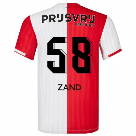 Kandiny Niño Camiseta Shiloht Zand #58 Rojo Blanco 1ª Equipación 2023/24 La Camisa Chile