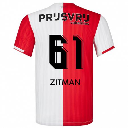 Kandiny Niño Camiseta Sven Zitman #61 Rojo Blanco 1ª Equipación 2023/24 La Camisa Chile