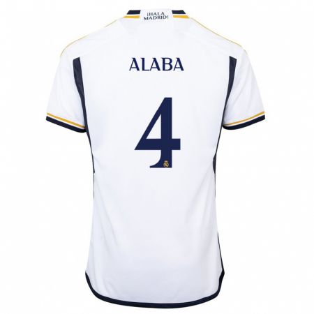 Kandiny Niño Camiseta David Alaba #4 Blanco 1ª Equipación 2023/24 La Camisa Chile