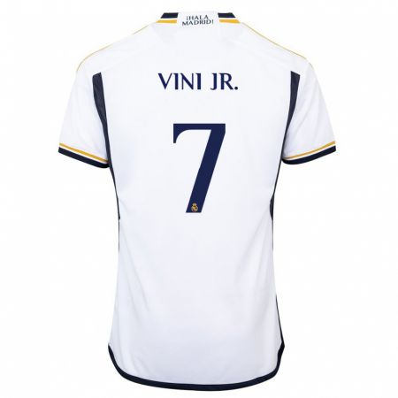Kandiny Niño Camiseta Vinicius Junior #7 Blanco 1ª Equipación 2023/24 La Camisa Chile