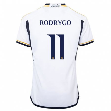 Kandiny Niño Camiseta Rodrygo #11 Blanco 1ª Equipación 2023/24 La Camisa Chile