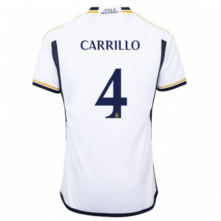 Kandiny Niño Camiseta Álvaro Carrillo #4 Blanco 1ª Equipación 2023/24 La Camisa Chile